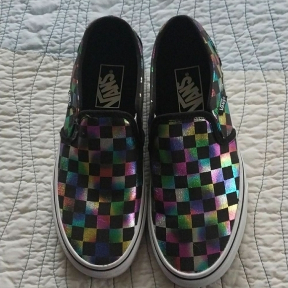 Vans women's multi-colored check slip on sneakers size 6.5 - Picture 1 of 6